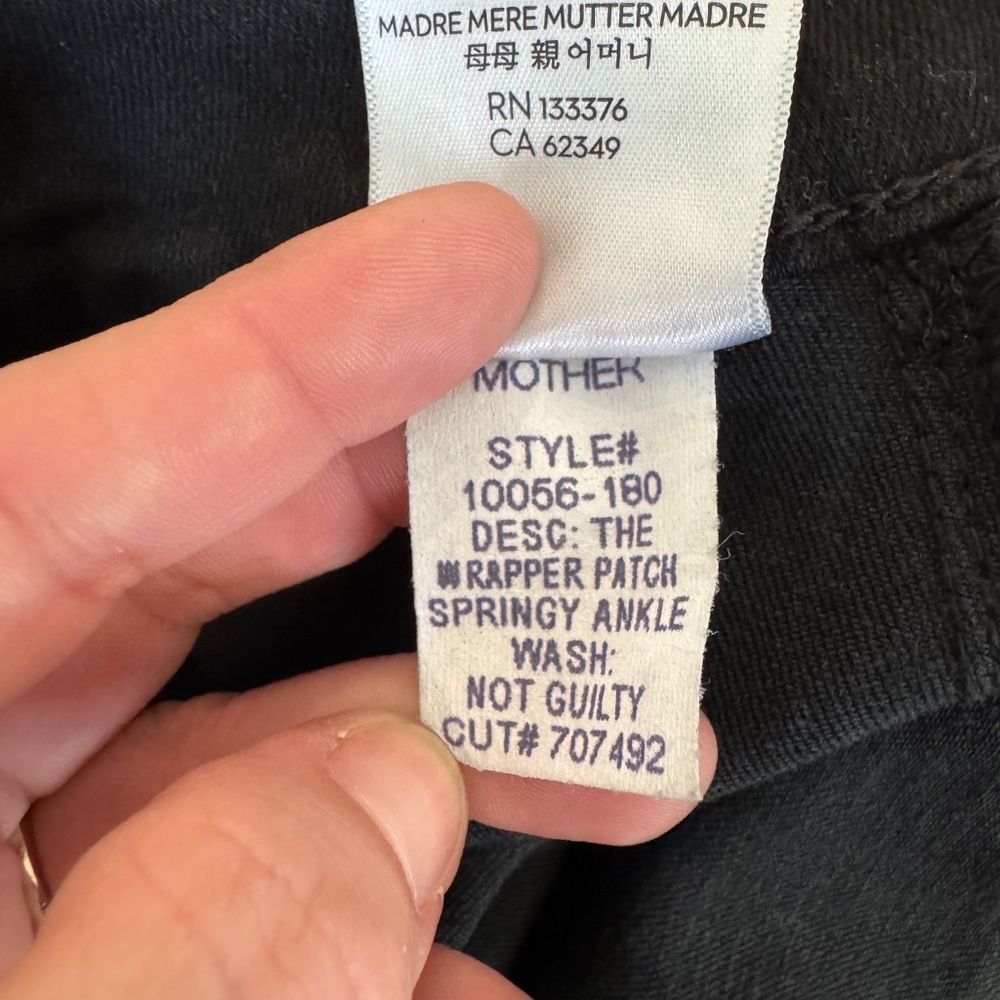 Mother Wrapper Patch Springy Ankle Not Guilty Black Jeans Denim Women's 28 P - Picture 9 of 9